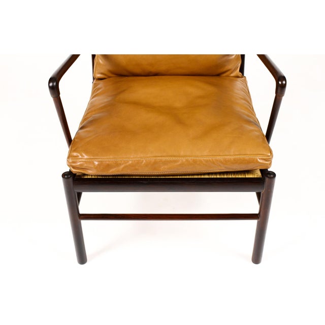 1960s Danish Modern / Mid Century Rosewood Colonial Armchair – Ole Wanscher for Poul Jeppesen – Cognac Leather For Sale - Image 14 of 16