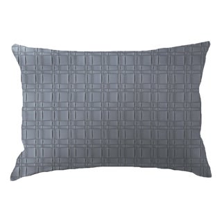 20x12" Woven Faux Leather Cushion Cover - Gray For Sale