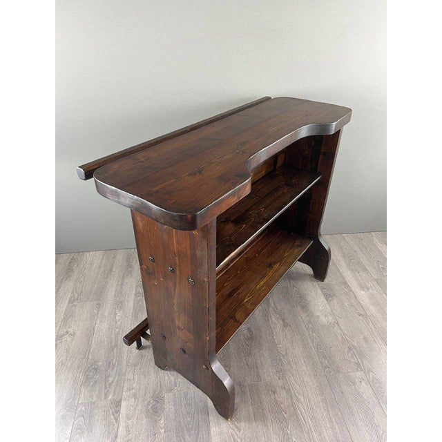 20th Century Rustic Carved Wooden Bar with Stools and Wine Chest, Set of 4 For Sale - Image 5 of 13