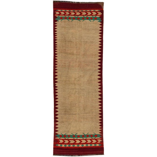 Textile 2020s Modern Kilim Handmade Multicolor Geometric Wool Runner For Sale - Image 7 of 7