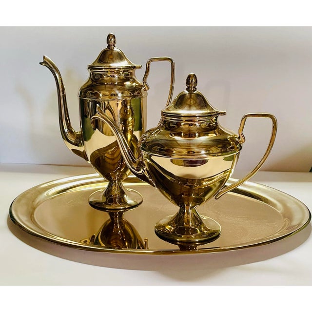 Vintage Mirror Finish Gold-Tone Tea Pot For Sale In Jacksonville, FL - Image 6 of 6