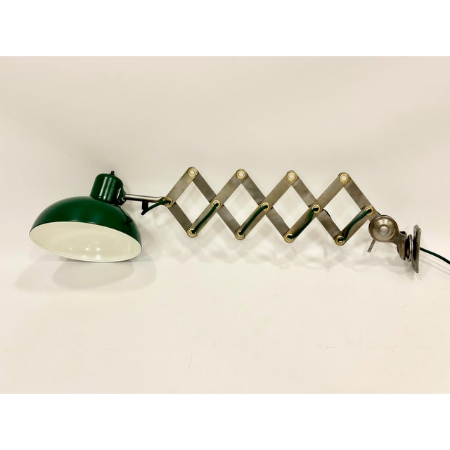 1950s Industrial Dark Green Scissor Wall Lamp, 1950s For Sale - Image 5 of 18