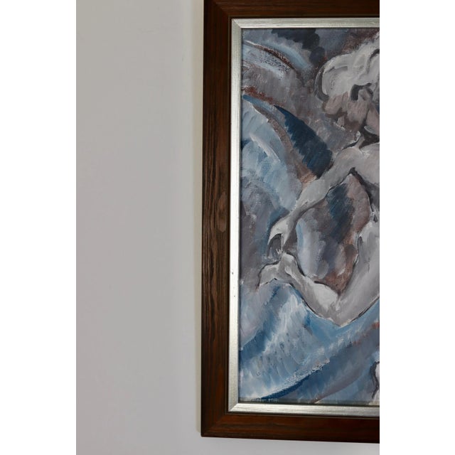 1960s Ebbe Höglund, Leap\., 1960s, Oil on Canvas & Teak, Framed For Sale - Image 5 of 12