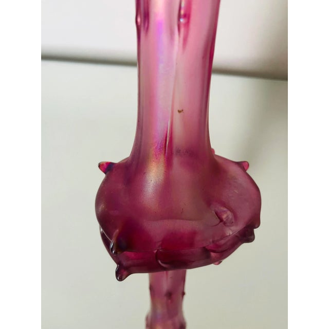 Postmodern Vintage Art Nouveau Style Cranberry Glass Bud Vase For Sale - Image 3 of 6