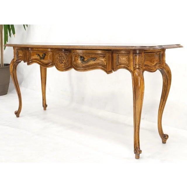 Mid 20th Century Carved Serpentine Front 2 Drawers Cabriole Leg Console Sofa Entry Table For Sale - Image 5 of 13