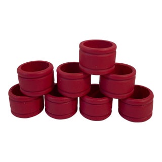 Vintage Red Wooden Napkin Rings - Set of 8 For Sale