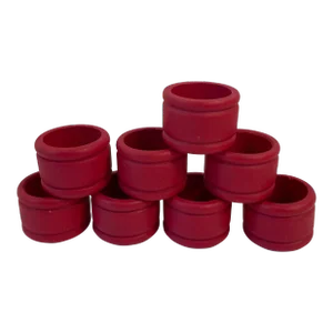 Vintage Red Wooden Napkin Rings - Set of 8