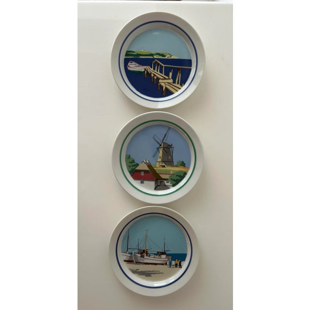 Royal Copenhagen, Det Danske Lands, set of three plates. Havet (sea), Fjord (inlet) & Mollen (windmill). Perfect for any...