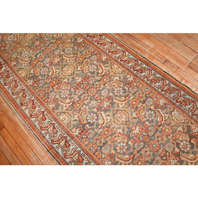 Early 20th Century Brown Orange Malayer Runner - 3'6" x 16'6" For Sale - Image 9 of 10