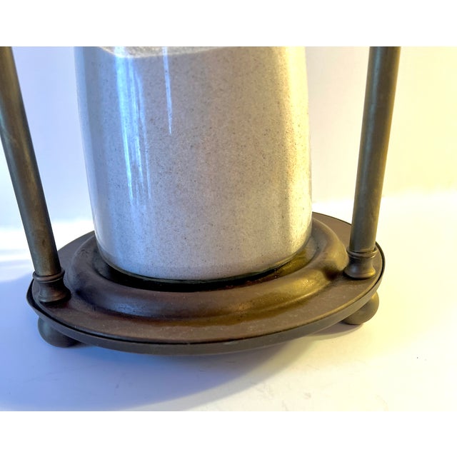 Early 20th Century Solid Brass and Glass Classic Hour Glass With Sphere Finials and Feet For Sale - Image 5 of 8