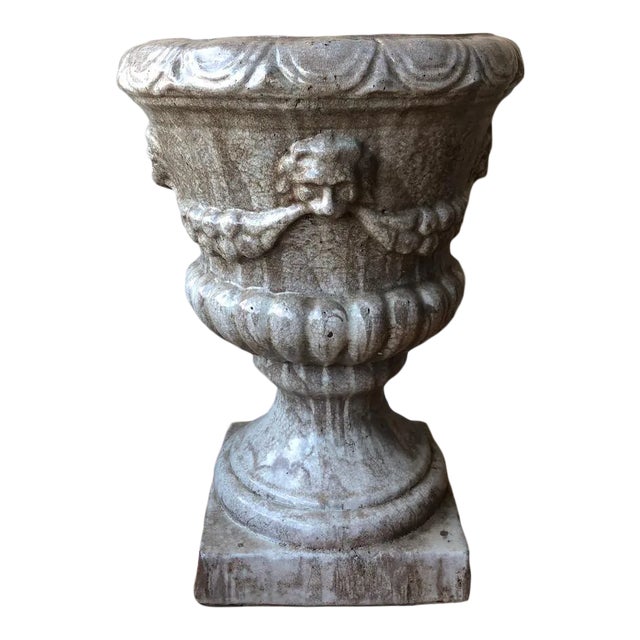 Large Italian Antique Glazed Urn- 36"h For Sale