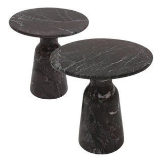 Mid-Century Modern Round Marble Rosso Levanto End Table, Italy, 1970s, Set of 2 For Sale