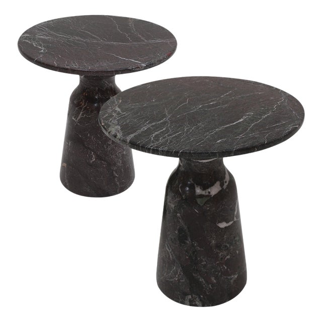 Mid-Century Modern Round Marble Rosso Levanto End Table, Italy, 1970s, Set of 2 For Sale