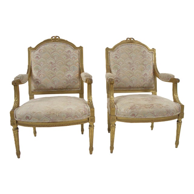 Early 1900s Antique Louis XVI Arm Chairs - Set of 2 For Sale