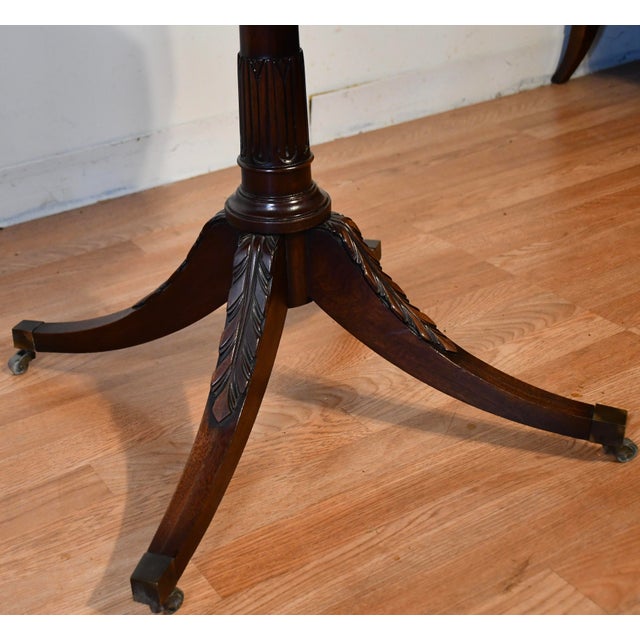 1930s Antique Weiman English Regency Mahogany Leather Top Side Table End Accent Table For Sale - Image 9 of 17