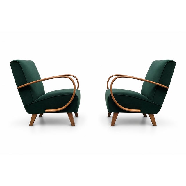 Vintage Bentwood Chair in Emerald Green Velvet by Jindrich Halabala, 1930 For Sale - Image 10 of 10