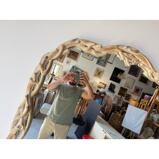1970’s Italian Coastal Carved Branch - Faux Bois Wood Wall Mirror/ Sold For Sale - Image 9 of 12