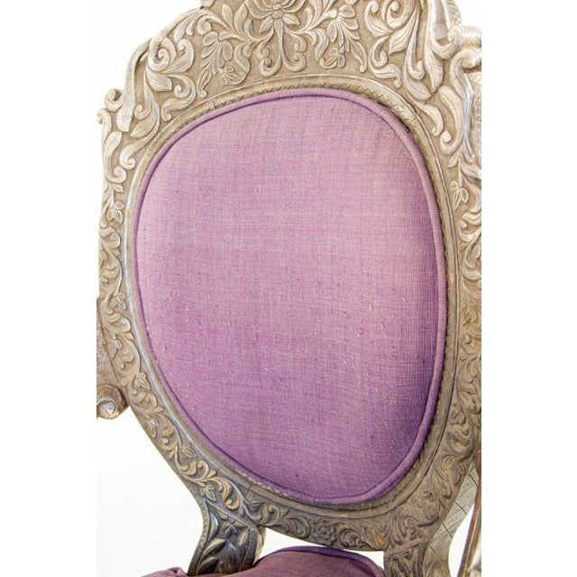 Antique Anglo-Indian Silver-Clad Repoussé Throne Armchair, India, Circa 1890 For Sale - Image 9 of 12