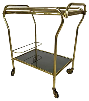 Vintage Gold Brass Bar Cart, 1960s