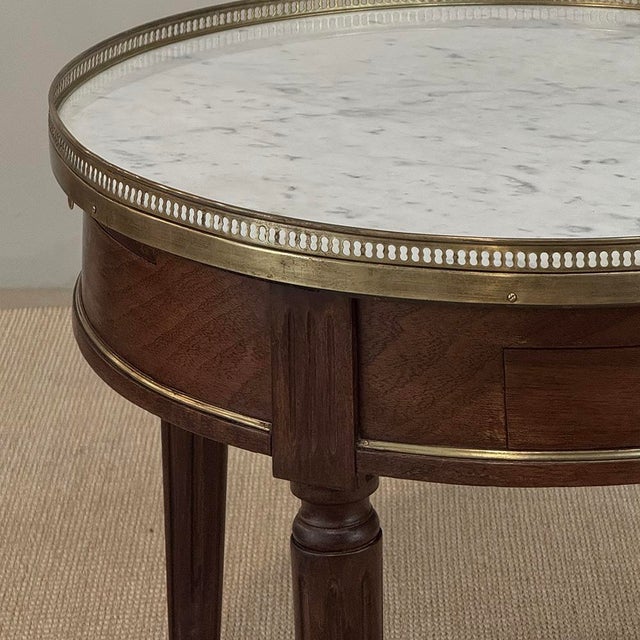Antique French Louis XVI Mahogany Marble Top Bouillotte Table For Sale - Image 9 of 18