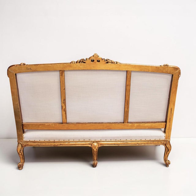 Wood 18th Century Louis XVI Giltwood Settee For Sale - Image 7 of 15