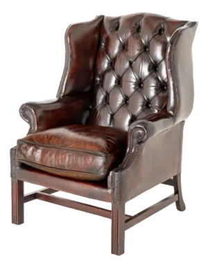 Georgian Leather Wing Chair Chesterfield Revival, 1920s