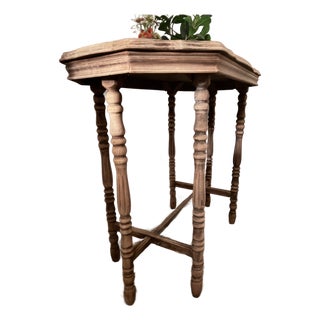 1901 Antique Walnut Edwardian Side Table Solid Wood/Handmade Farmhouse Style For Sale