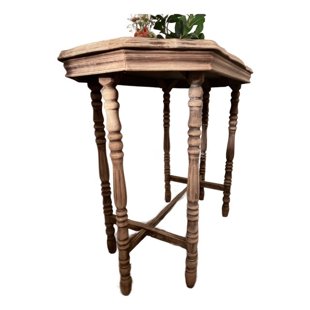 1901 Antique Walnut Edwardian Side Table Solid Wood/Handmade Farmhouse Style For Sale