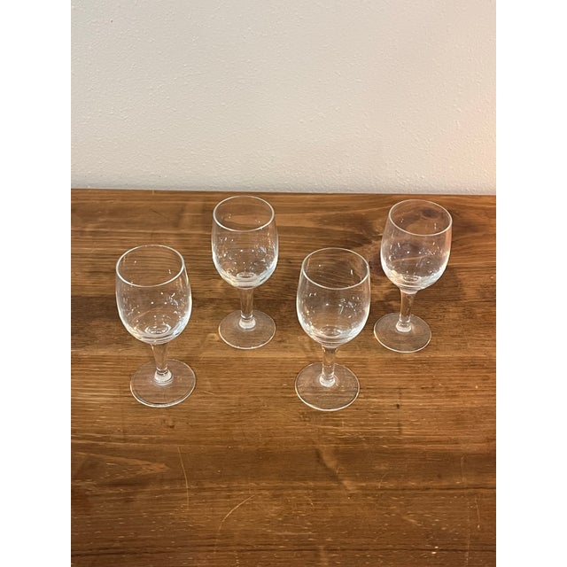 Vintage Cordial Glasses – Set of 4 Clear 3.75” Liqueur or Dessert Wine Glasses For Sale - Image 4 of 9
