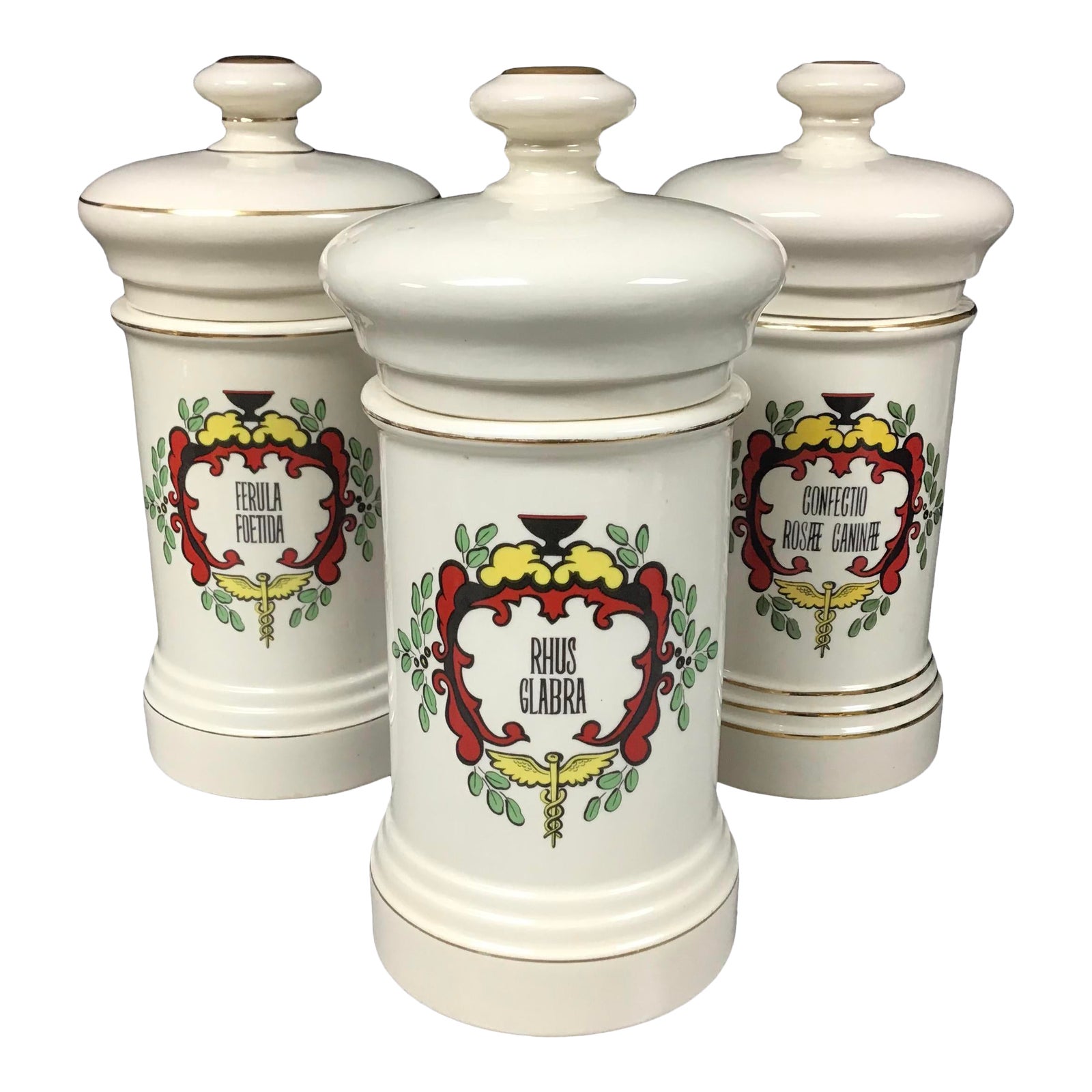 Set of 3 Large Vintage Porcelain Apothecary Jars Chairish