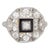 Vintage Art Deco Diamond Onyx Ring Platinum Filigree Octagon Jewellery size 4.75 For Sale
