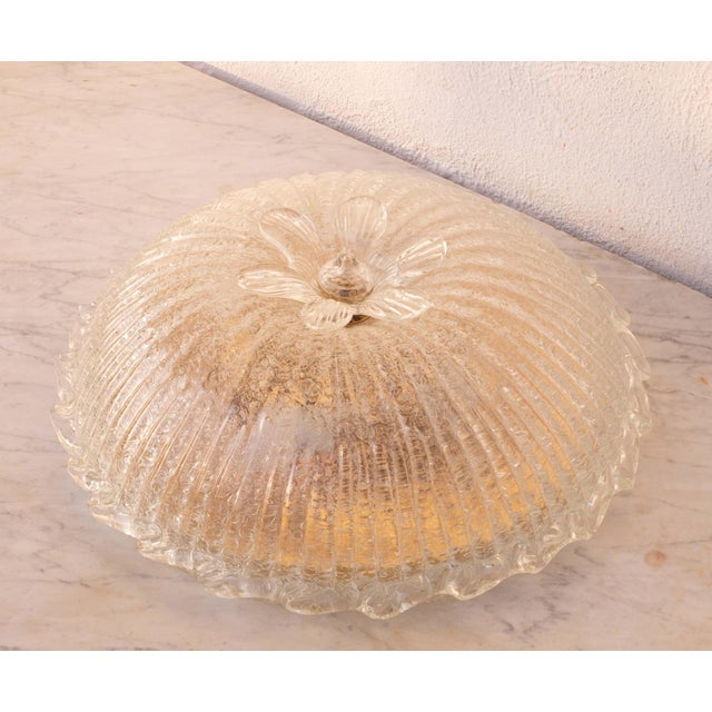 1970s Italian Transparent Murano Glass Ceiling With Flower For Sale - Image 10 of 12