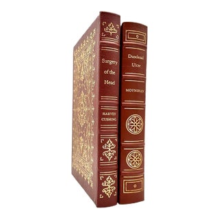 Late 20th Century Limited Edition Red & 22k Gold Leather Bound Medicine Books a Pair For Sale