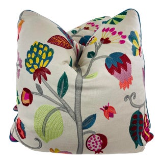 Embroidered in Multi 22" Pillows-A Pair For Sale