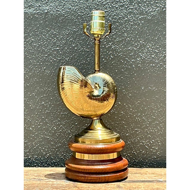 Vintage Brass Nautilus Shell Table Lamp For Sale - Image 15 of 16