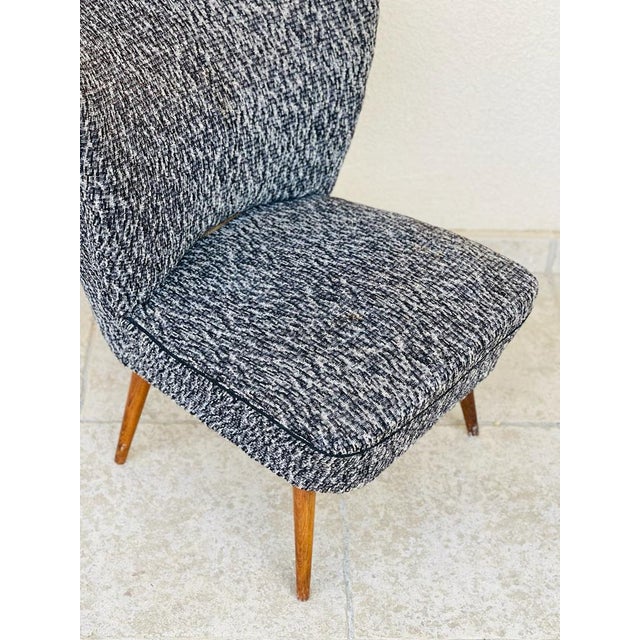 Vintage Cocktail Chair in Heather Grey Fabric, 1960s For Sale - Image 6 of 8