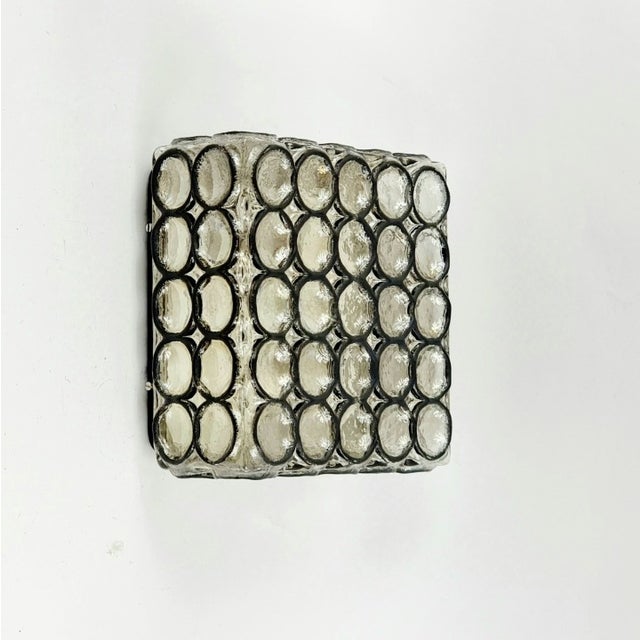 Glashütte Limburg 1960s Mid-Century Modern Iron Rings & Glass Flush Mount From Limburg For Sale - Image 4 of 11