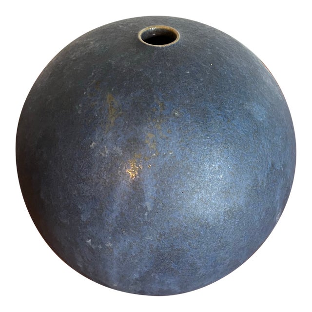 Glazed Ceramic Pottery Orb Bud Vase For Sale