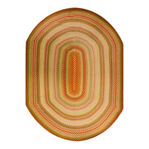 1950s Colorful Medallion Modern Vintage American Braided Rug 9' X 12' 6" Cotton Carpet
