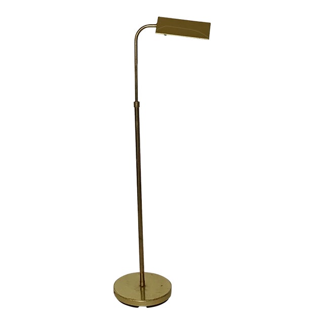 Vintage Brass Reading Lamp, Adjustable Arm & Tarnished Finish For Sale