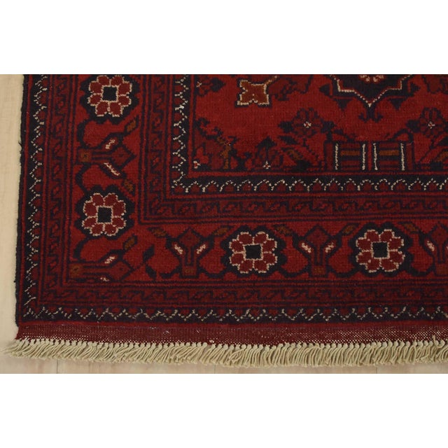 Turkmen Rug 4’1” X 6’6” Red Wool Tribal Hand-Knotted Oriental Carpet For Sale - Image 9 of 12