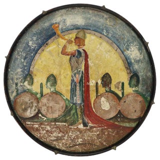 Large Drum Light Fixture Painted and Converted Floor Lamp For Sale