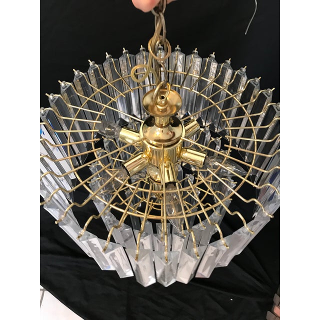 Transparent Italian Mid-Century Modern Three Tiered Clear Lucite Waterfall Chandeliers - A Pair For Sale - Image 8 of 8