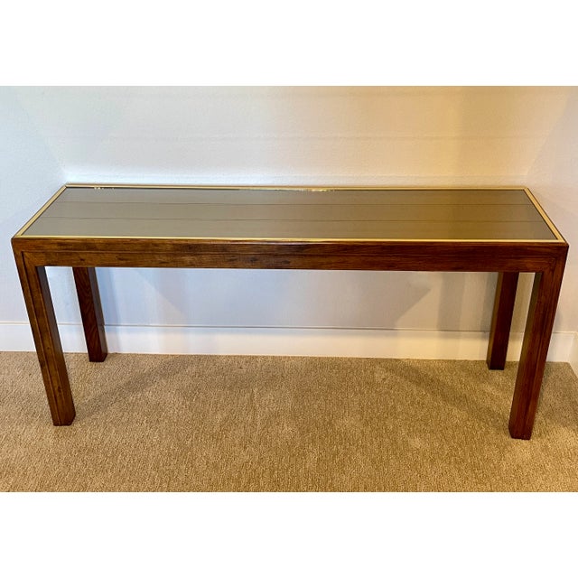 Exquisite postmodern console table from renowned maker, Henredon. The table would work perfectly with any mid century or...