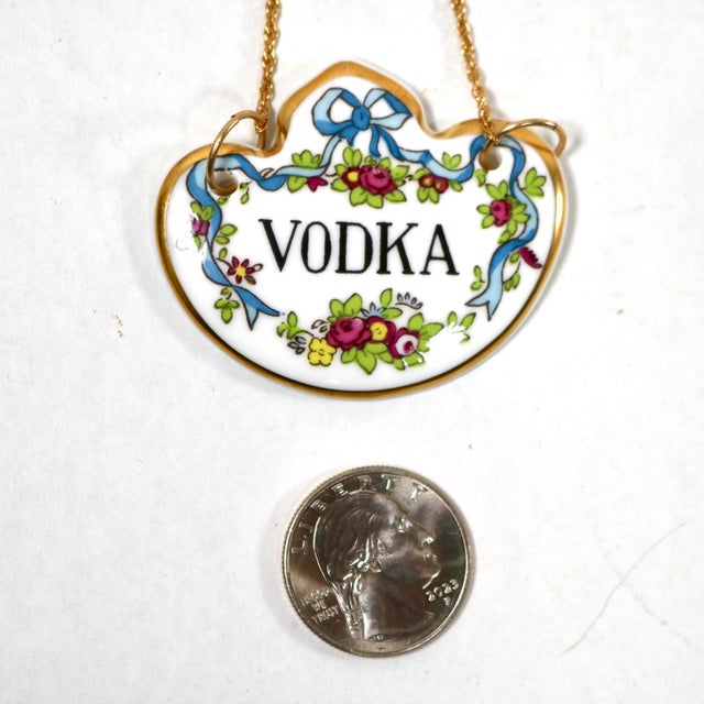 Ceramic Mid 20th Century Crown Staffordshire Fine Bone China Decanter Tags - Set of 4 For Sale - Image 7 of 8