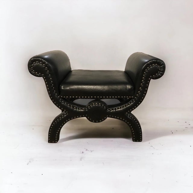Black Vintage Vinyl Ottoman/Stool (Vintage) For Sale In Los Angeles - Image 6 of 7