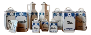 French Art Nouveau Spice Jars, 1890s, Set of 9