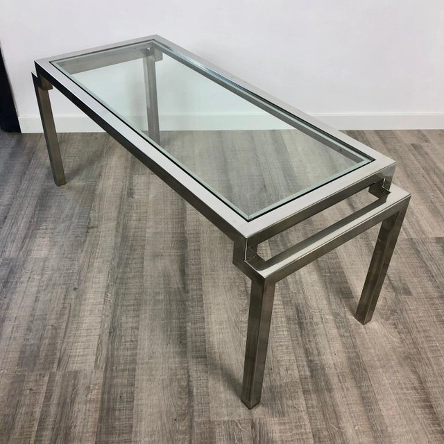 1970s Modern Chrome & Glass Coffee Table, Italy, 1970s For Sale - Image 5 of 12