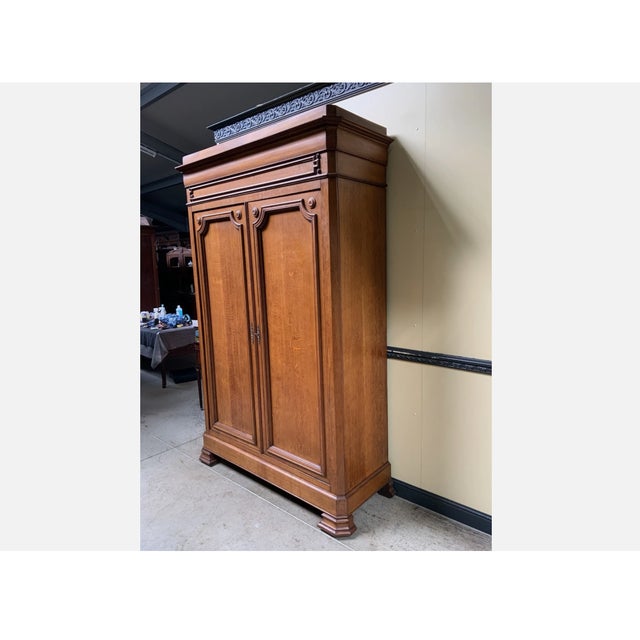 Wood Antique Wardrobe in Oak, 1900 For Sale - Image 7 of 10