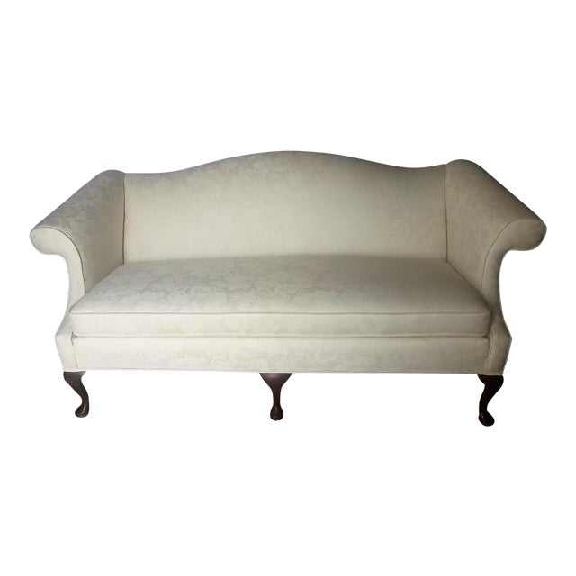 1960s Vintage White Brocade Fabric Camel Back Sofa Chairish